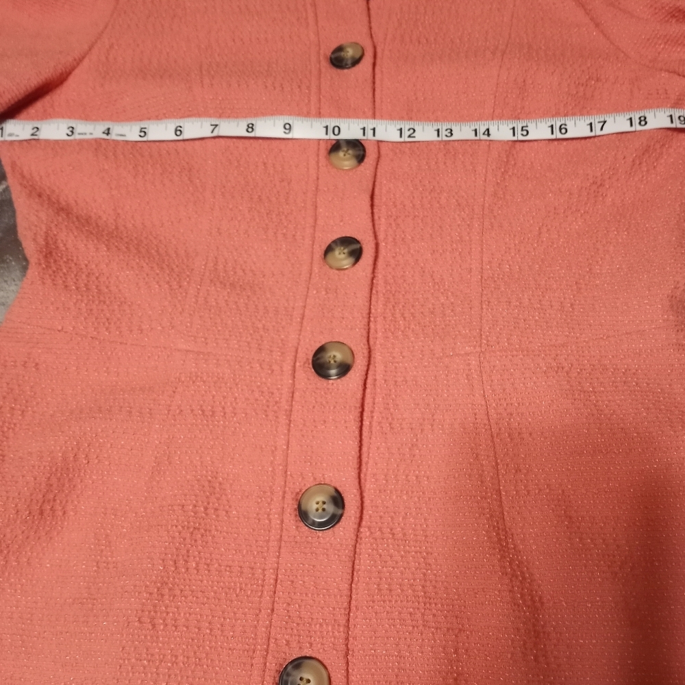 Gal Meets Glam Women S. 12.Tweed Button Front CoralSalmón. Short Sleeve Dress - Picture 15 of 15